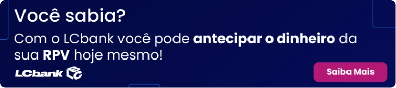Logo LCbank e texto "Você sabia? Com o LCbank você pode antecipar o dinheiro da sua RPV hoje mesmo!
